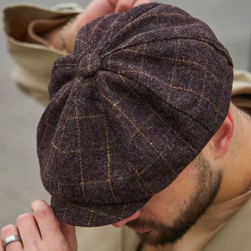 Top Trends: Vintage Men Wool Tweed Newsboy Hat Beret Herringbone Gatsby Hats Street Caps Peaked Octagonal Brim Caps Spring British Berets Shoppable Styles