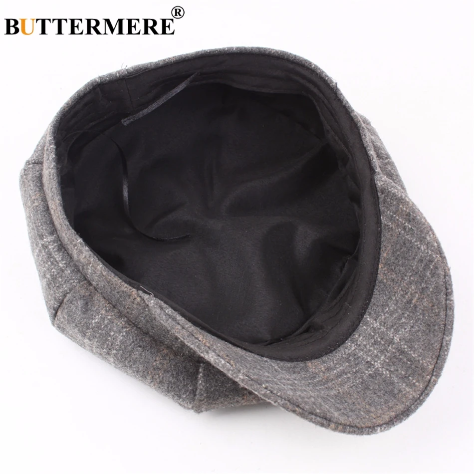 Top Trends: BUTTERMERE Women Wool Tweed Caps Newsboy Female Male Vintage Army Green Plaid Flat Caps Spring Painters Cabbie Duckbill Hat 2024 Shoppable Styles - Image 6