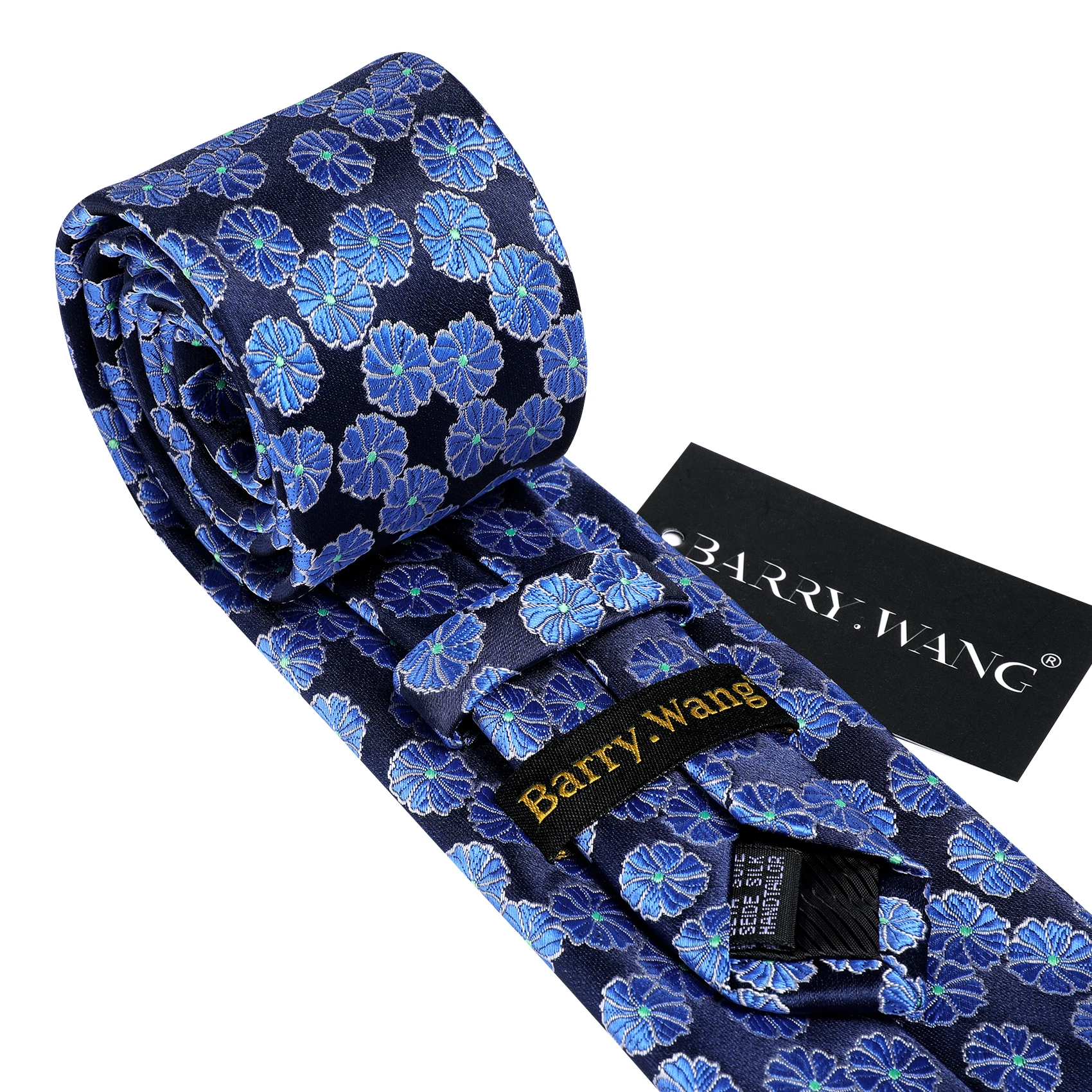 Top Trends: Fashion Blue Floral Silk Tie For Men Exquisite Woven Leisure Ncektie Pocket Square Cufflinks Set Wedding Party Designer FA-6501 Shoppable Styles - Image 6