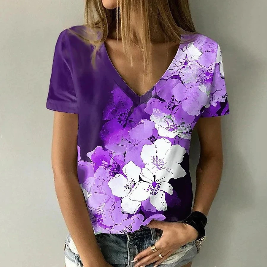 Top Trends: Fashion T-shirts For Women 3d Flower Printed Tops Tees Summer Women's Tshirt Vintage Short Sleeves Top Women's Oversize T-shirt Shoppable Styles - Image 4