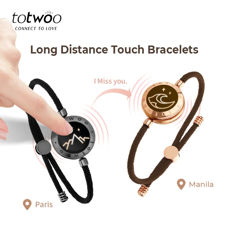 Top Trends: Totwoo Long Distance Touch Bracelets For Couples Long Distance Light Up&Vibrate Moutain&Sea Love Bracelets Smart Jewelry Sets Shoppable Styles