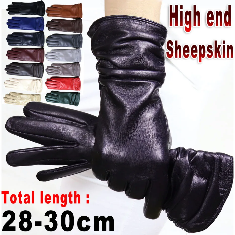 Top Trends: High-end Leather Sheepskin Gloves Women&#039;s Warm Knitted Flannel Lining Touch Screen Color Leather Gloves Driving Genuine New Shoppable Styles