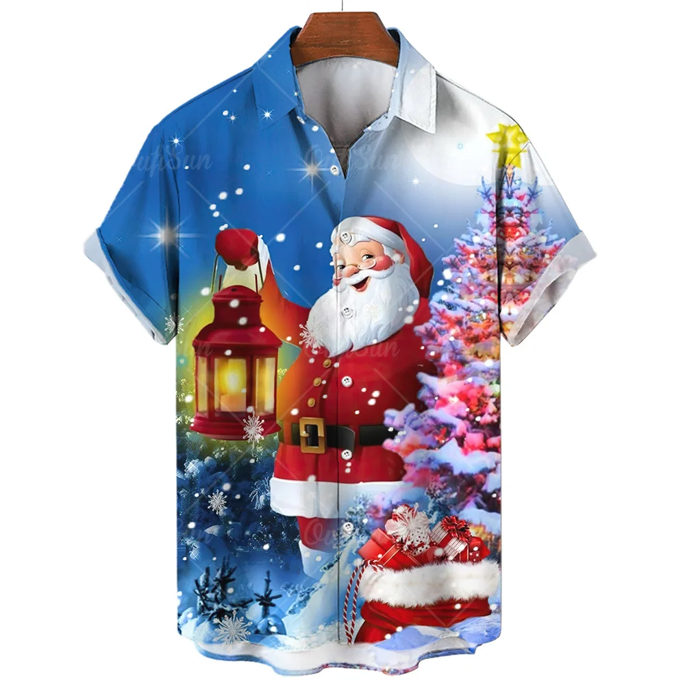 Top Trends: Santa Claus Shirt For Men Christmas Printed Summer Casual Tops Loose Oversized Shirt Beach Party Short Sleeved Shirts And Blouse Shoppable Styles - Image 2