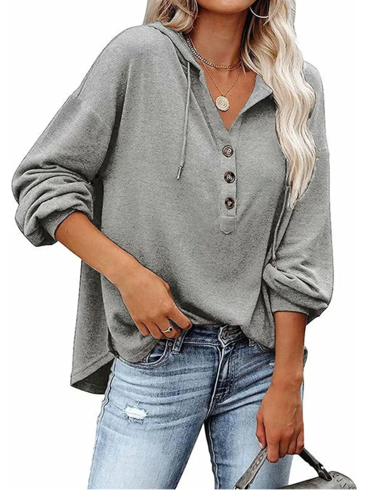 Top Trends: Women Long Sleeve Solid Longline Hoodie Sweatershirt With Drawcord, Button Down Shoppable Styles