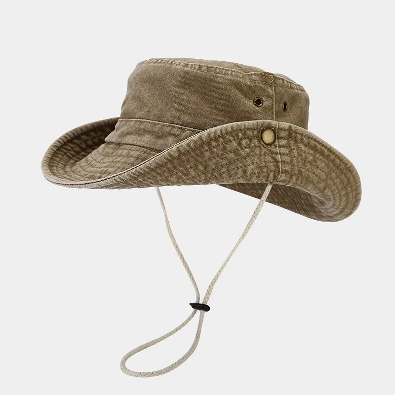 Top Trends: Cotton Stone-Washed Sun Hats For Men Women Wide Brim Fishing Hat Summer Bucket Hat Outdoor Safari Boonie Cap Shoppable Styles - Image 2