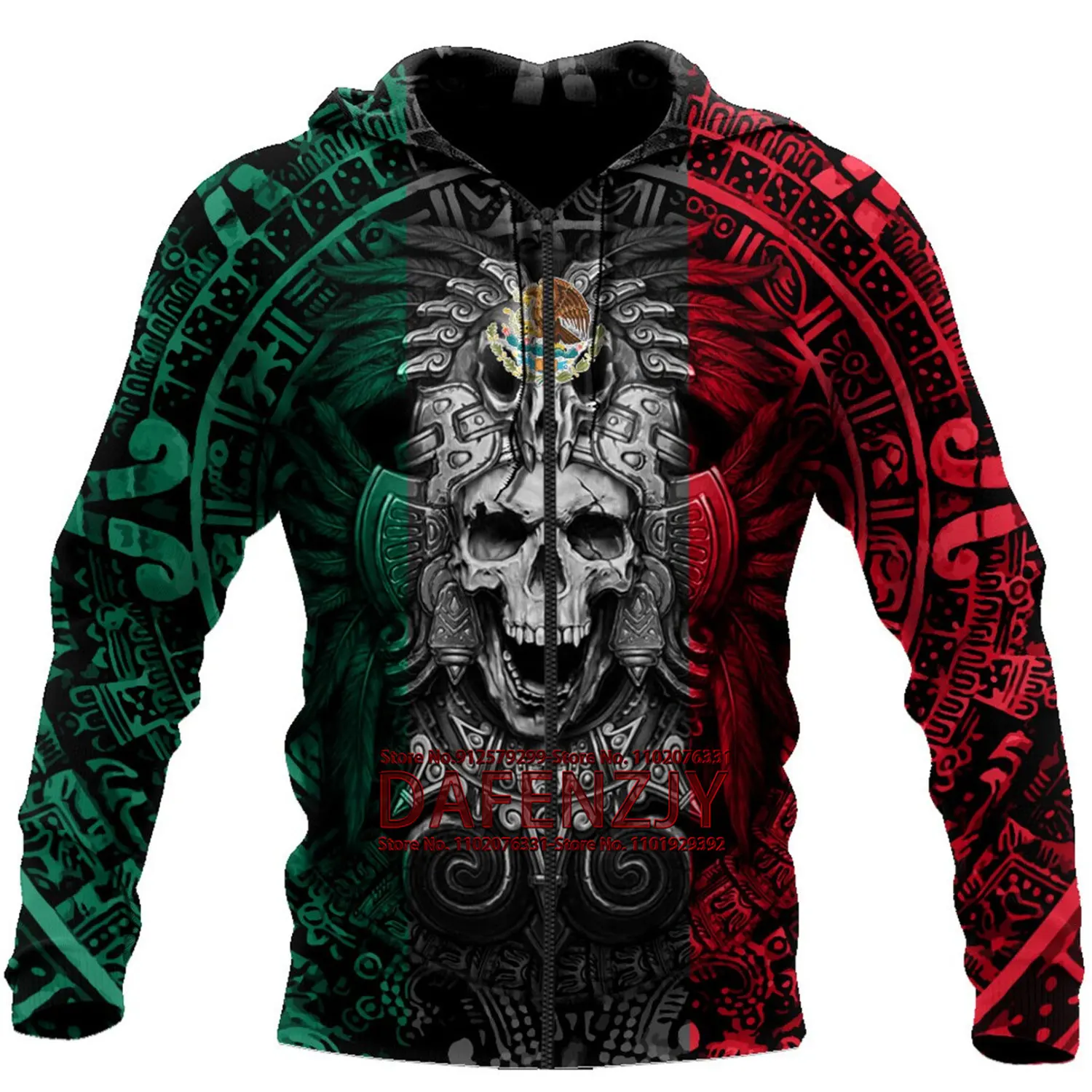 Top Trends: Men / Women Vintage Mexico Aztec Print Hooded Jacket Men Zip Up Long Sleeve Pocket Streetwear Coat Mexico Flag Loose Hoodies Shoppable Styles