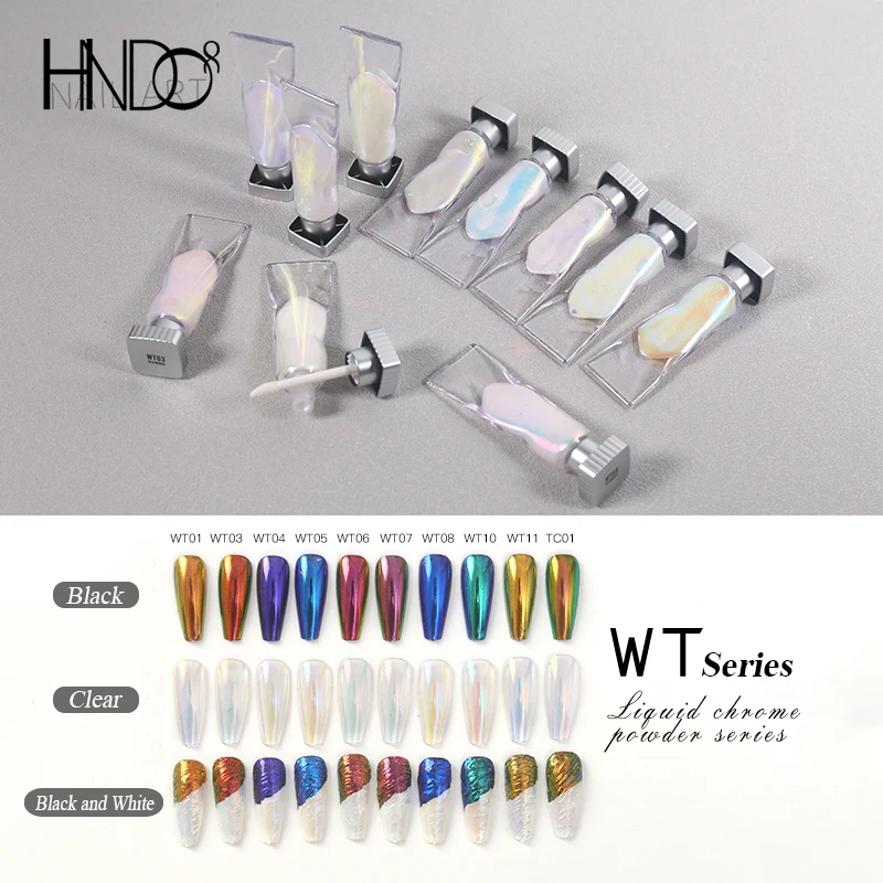 Top Trends: HNDO 10 Colors Liquid Chrome Powder Aurora Metallic Effect For Professional Nail Art Manicure Nails Glitter Pigment WT Series Shoppable Styles