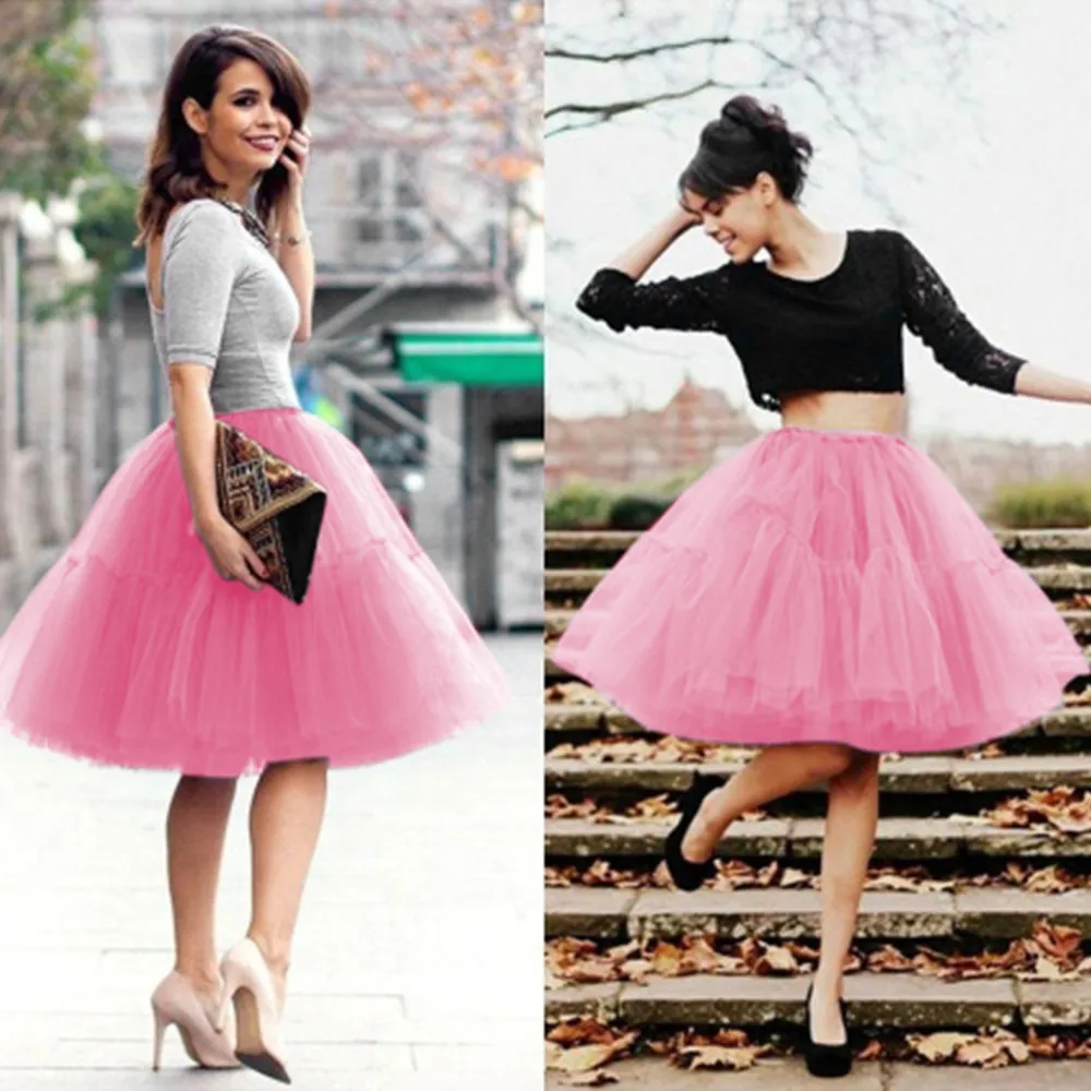 Top Trends: Shiny Adult Women Puffy Petticoat Sequins Solid Polka Dots Lady Princess Tutu Tulle Midi Knee Length Skirt Underskirt Ball Gown Shoppable Styles