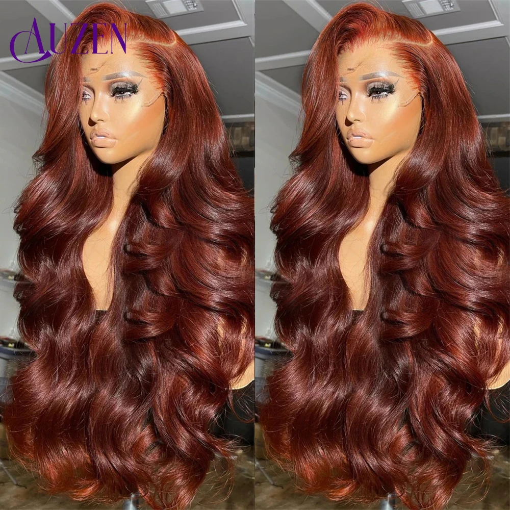 Top Trends: Reddish Brown 13x6 Hd Lace Frontal Wig Preplucked 13x4 Body Wave Lace Front Wigs Brazilian Human Hair Dark Red Brown Human Hair Shoppable Styles