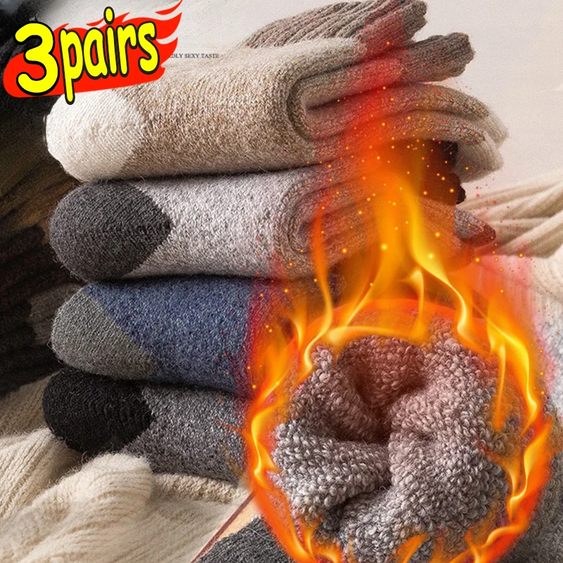 Top Trends: 1 / 3pairs Super Thick Winter Woolen Merino Socks For Men Towel Thermal Warm Sport Socks Cotton Wool Cold Snow Boot Terry Sock Shoppable Styles