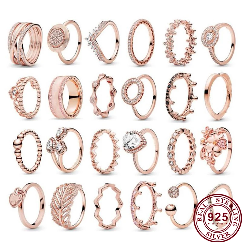 Top Trends: 100% 925 кольцо Silver Rose Gold 24 Most Popular Women's Pan Rings For Women Wedding Party Gift Fashion Jewelry Shoppable Styles