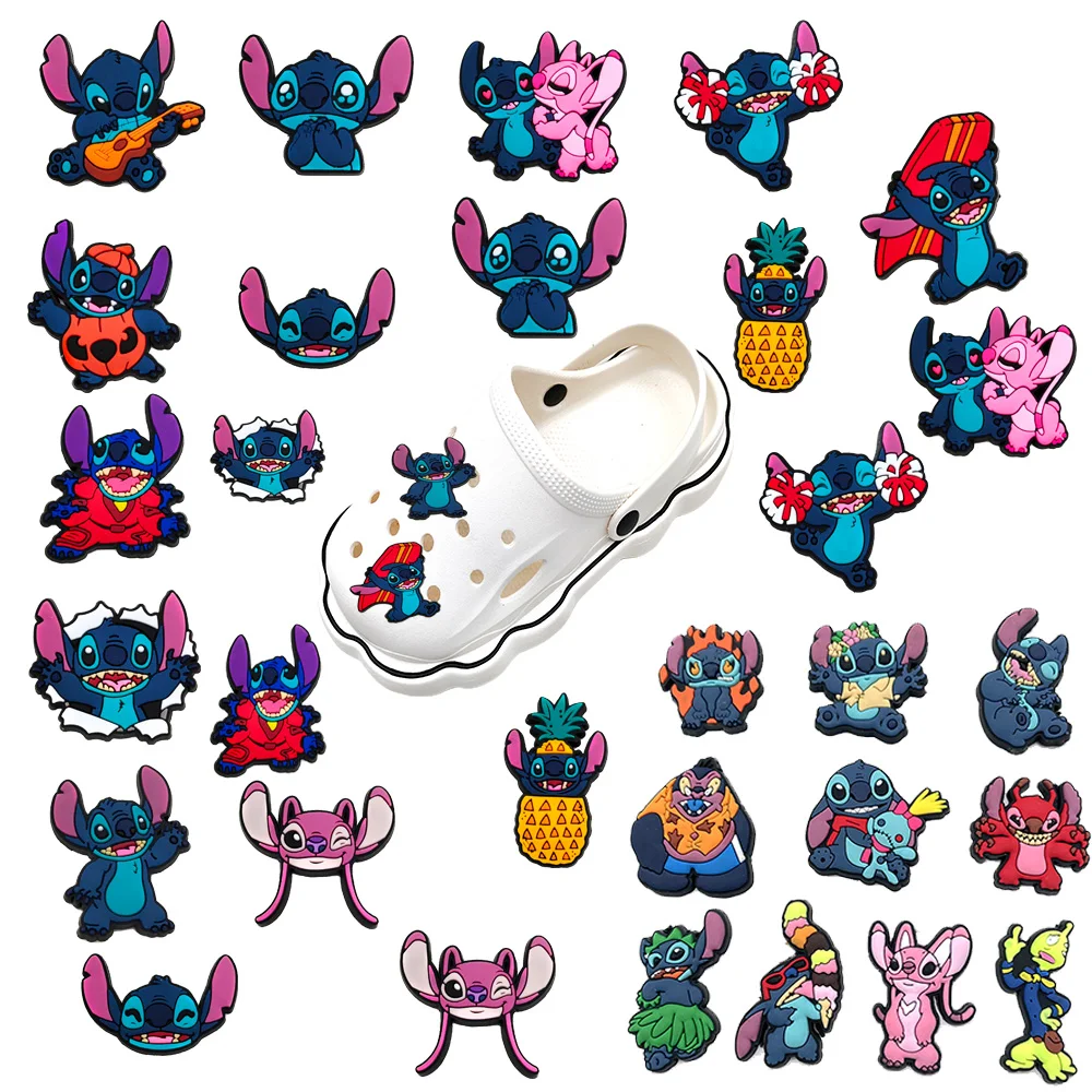 Top Trends: 10 / 22 Pcs Disney Jibz Stitch PVC Croc Charms Shoe Charms Cartoon DIY Sandals Accessories For Clogs Pins Shoe Decorate Gifts Shoppable Styles