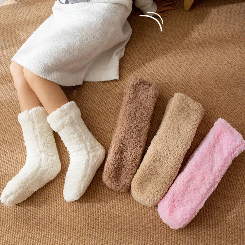 Top Trends: Fluffy Socks Women Slouch Winter Warm Plush Non Slip Grip Fuzzy Sleeping Thick Soft Female Floor Comfy Loose Slippers Sock Shoppable Styles - Image 5