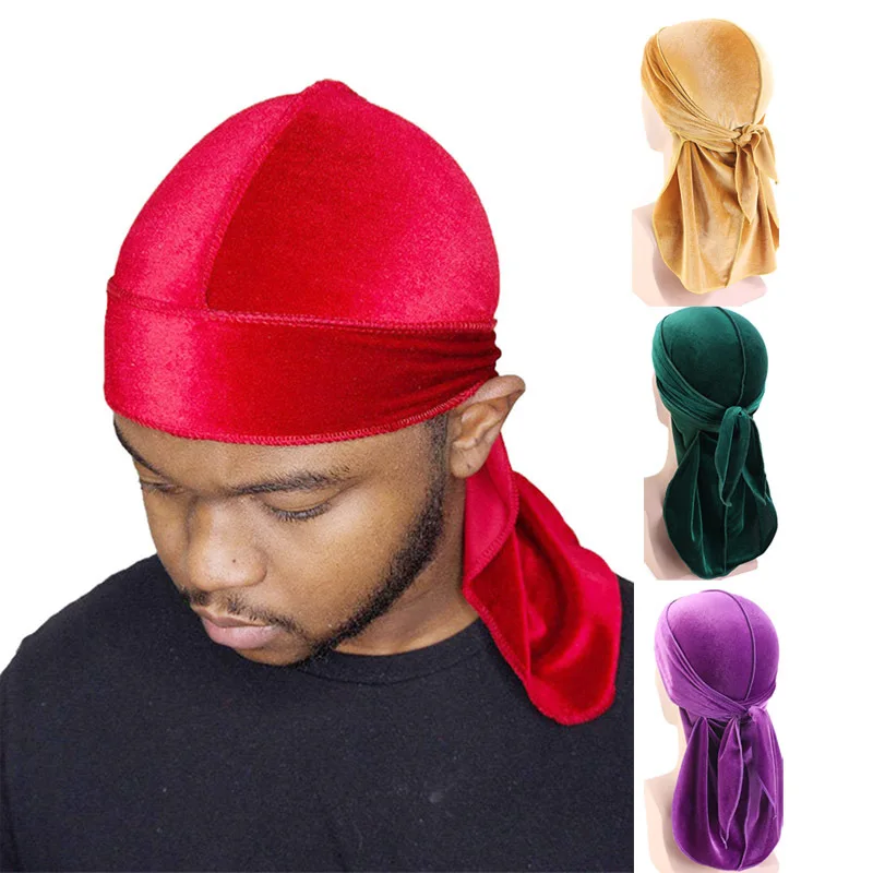 Top Trends: New Unisex Long Men Women Velvet Breathable Bandana Hat Durag Do Doo Du Rag Long Tail Headwrap Chemo Cap Hip-hop Pirate Hat Shoppable Styles