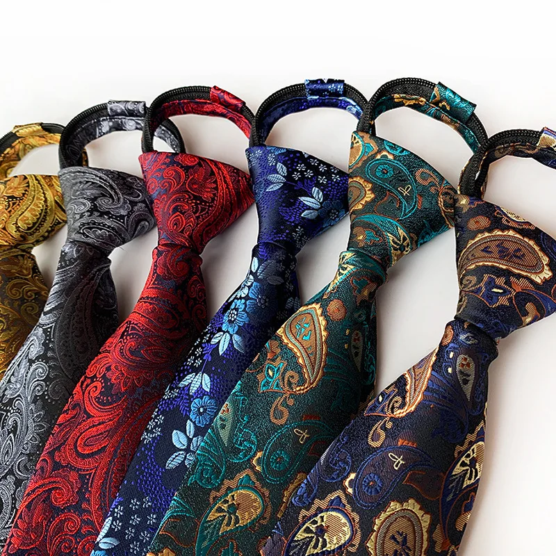 Top Trends: Zipper Tie For Men Women 8cm Classic Neck Tie Wedding Party Casual Paisley Design Plaid Men Neckties Suit Easy Pre-tied Cravats Shoppable Styles