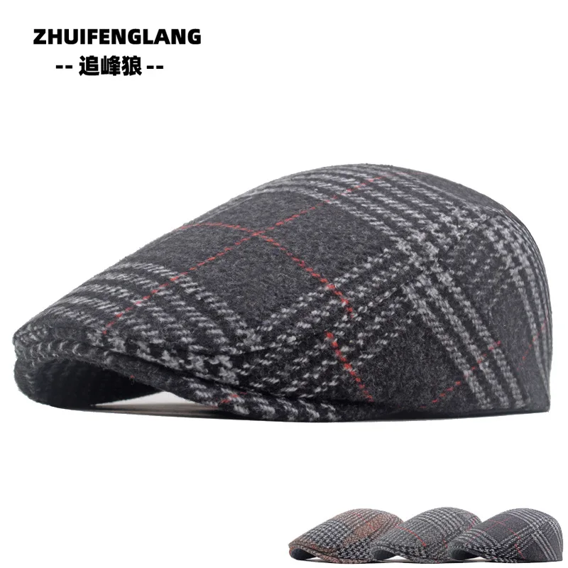 Top Trends: Hat Autumn Winter Wool Beret Men&#039;s British Vintage Front Cap Plaid Cap Fashion Casual Newsboy Hat Old Cool Warm Shoppable Styles