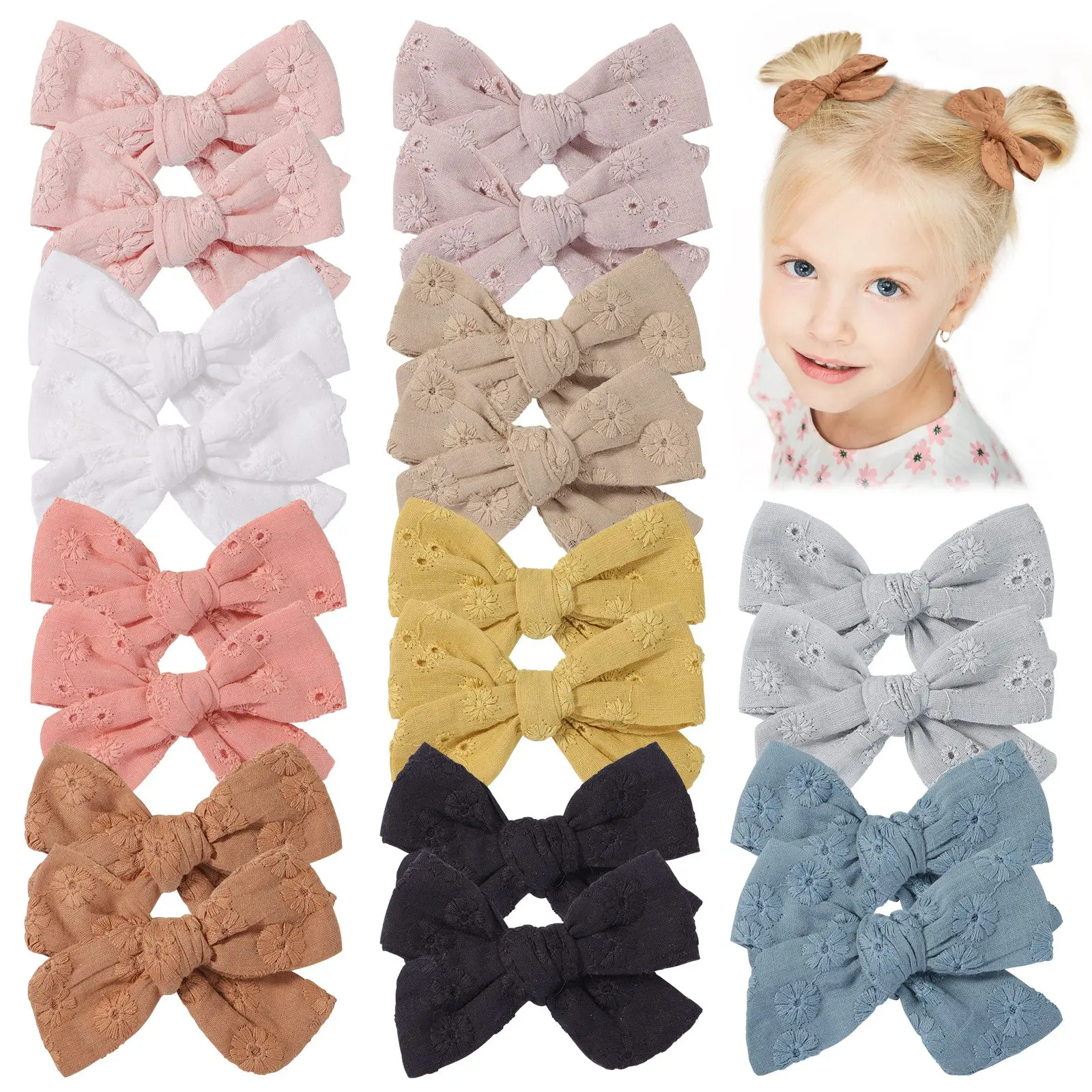 Top Trends: 2Pcs / lot Hollow Printing Bows Hair Clip For Girl Soft Cotton Hairpins Baby Hairgripe Lovely Barrettes Kids Hair Accessories Gift Shoppable Styles