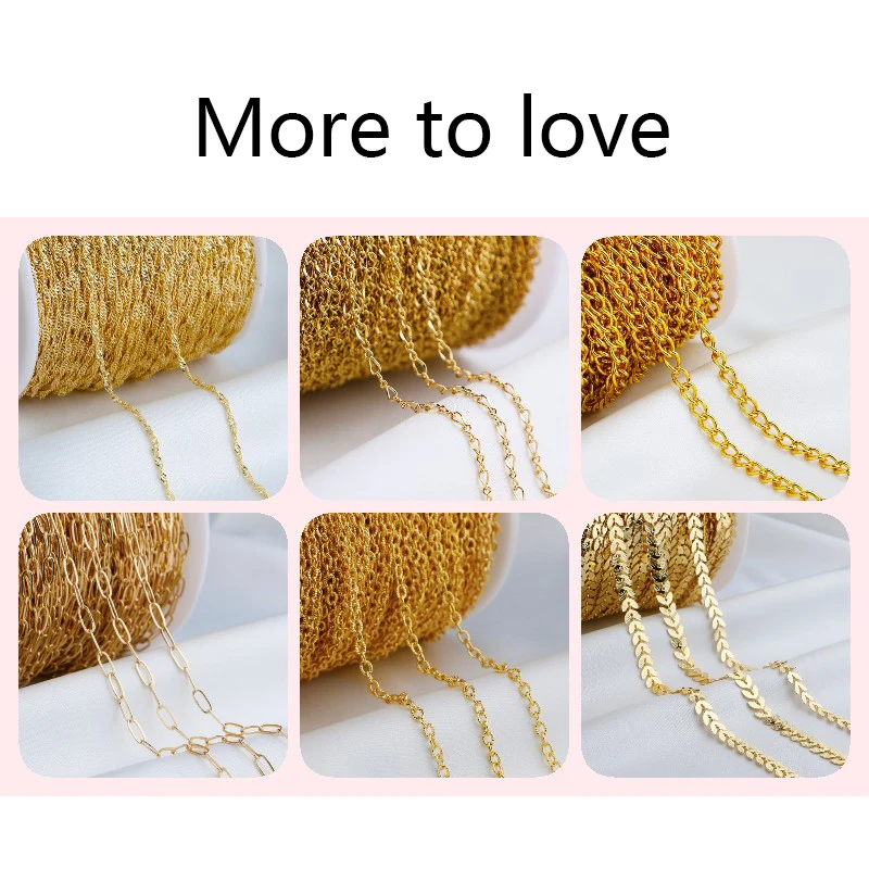 Top Trends: 2 Sizes 14K Gold Plated Heart Shape Link Chains Brass Metal Bulk Chains For DIY Bracelet Necklace Jewelry Making Findings Shoppable Styles - Image 6