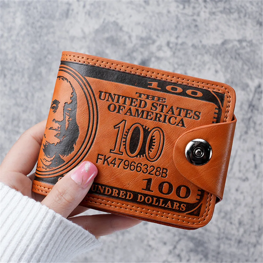 Top Trends: Men&#039;s Wallet With 100 US Dollar Pattern Wallet Male Leather Wallet Photo Card Holder Fashion Large Capacity Coin Purse Money Bag Shoppable Styles