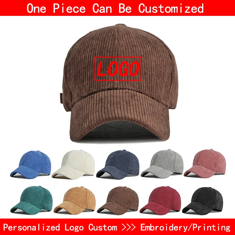 Top Trends: Design Your Own Logo Corduroy Baseball Caps Men Woman Custom Embroidery Baseball Hat DIY Adjustable Casual Trucker Hat Dad Cap Shoppable Styles