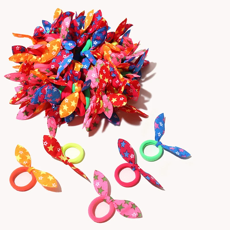 Top Trends: 10 / 20Pcs / Set Girls Cute Rabbit Ears Hair Bands Colorful Nylon Headband Children Ponytail Holder Scrunchie Kids Hair Accessories Shoppable Styles