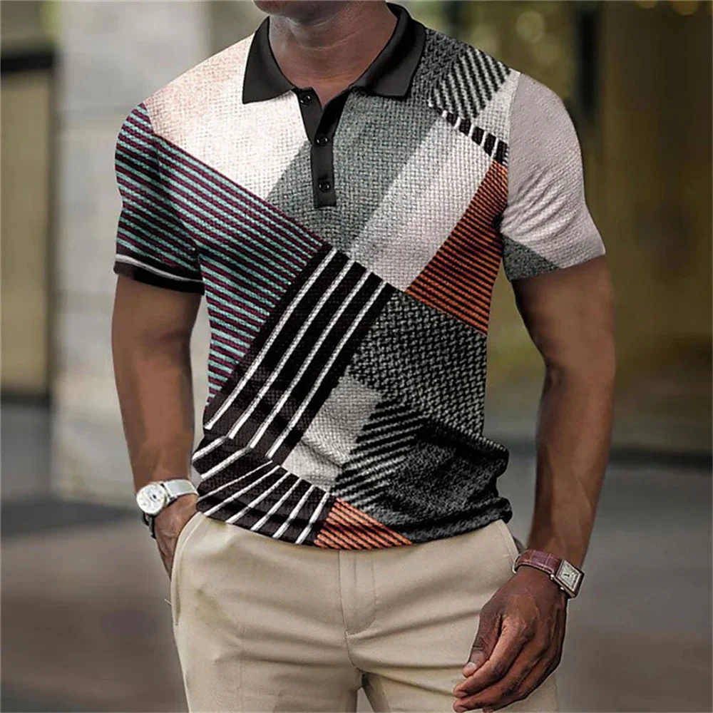 Top Trends: Plaid Men's Polo Shirt New Mesh Breathable Casual Lapel Tops Tees Business Short Sleeve Clothes Fashion Striped T Shirt For Boys Shoppable Styles