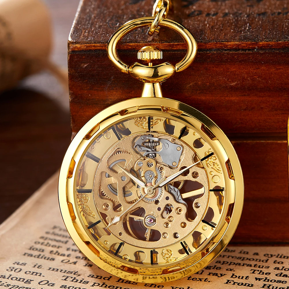 Top Trends: Copper Steampunk Vintage Pocket Watch Necklace Pendant Hollow Pocket Fob Watches Men Women Hollow Gear Relojes De Bolsillo Shoppable Styles