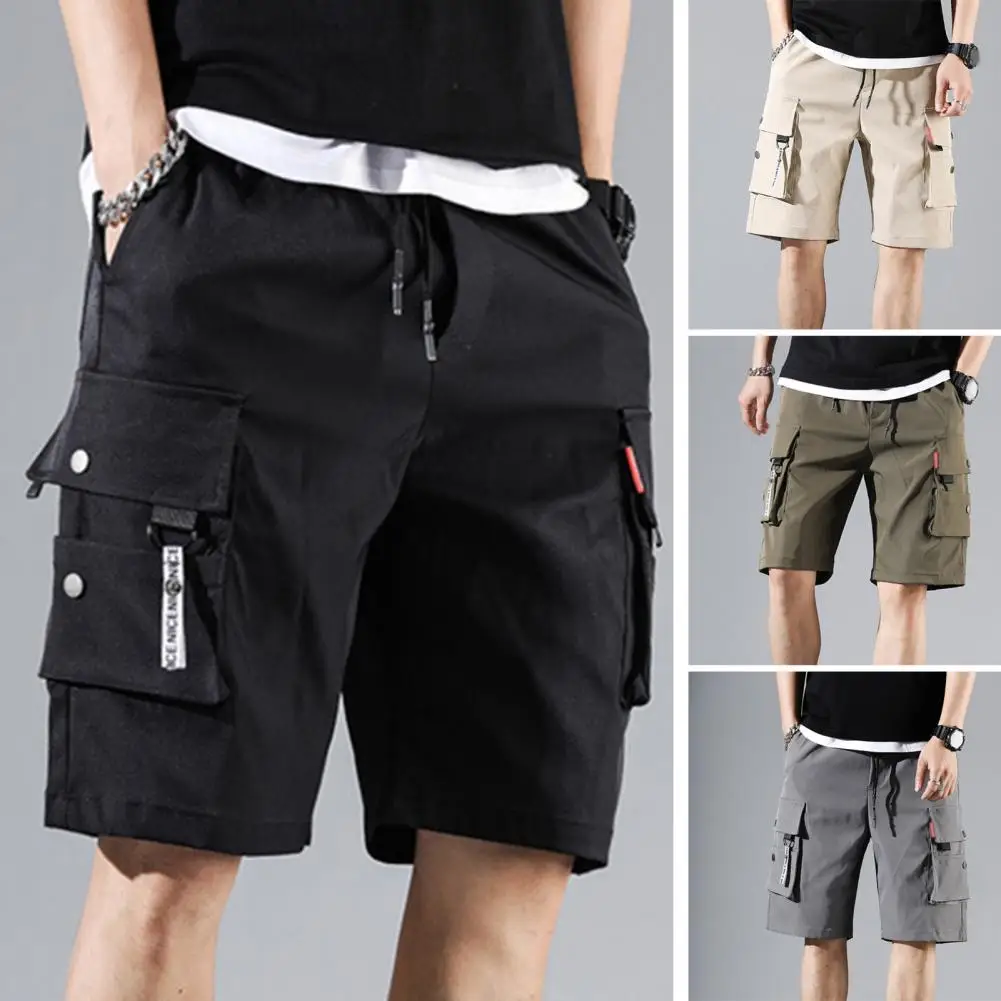 Top Trends: Men Summer Shorts Elastic Waistband Drawstring Shorts Multi Pockets Straight Wide Leg Mid-rise Sport Cargo Shorts Streetwear Shoppable Styles