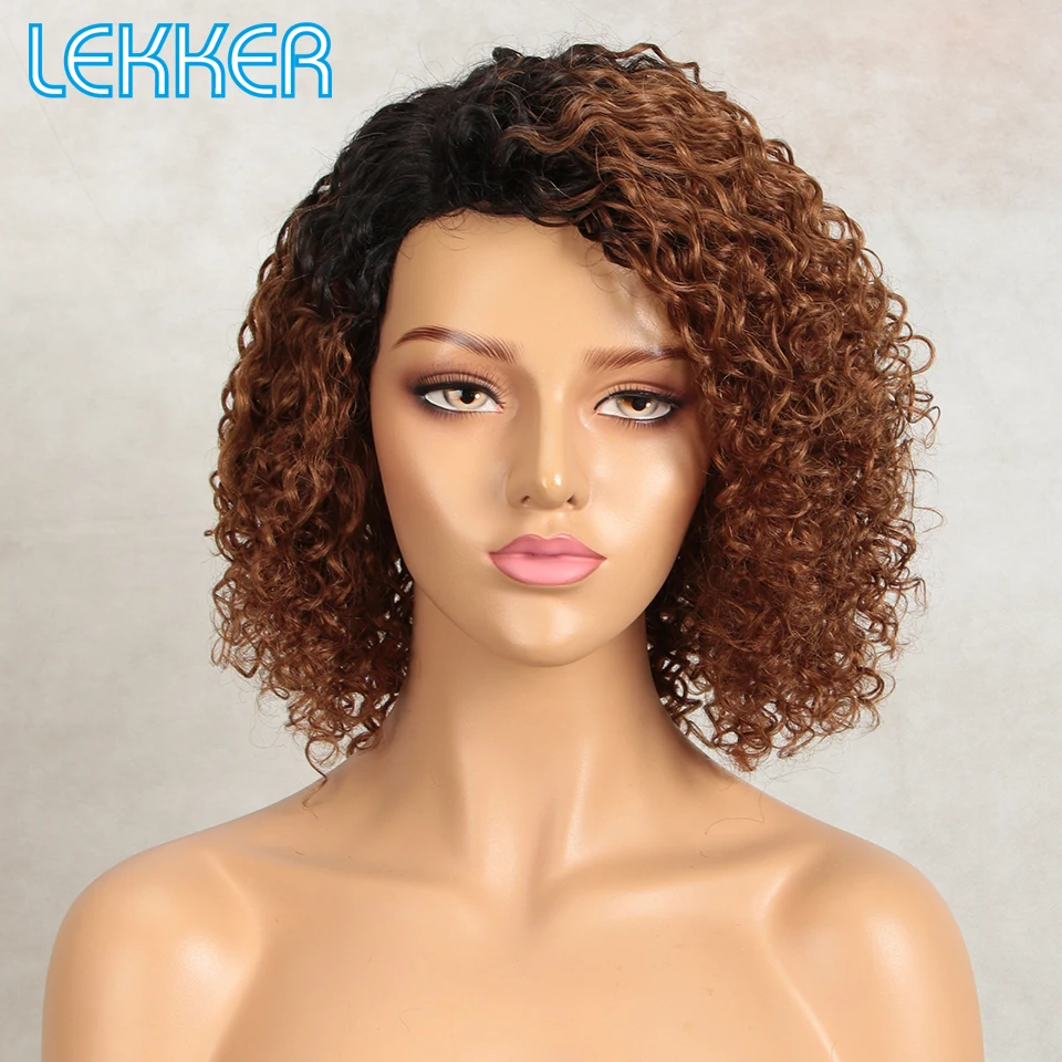 Top Trends: Lekker Wear And Go Ombre Brown Short Deep Curly Bob Human Hair Lace Wig For Women Glueless Brazilian Remy Hair Glueless Colored Shoppable Styles - Image 3