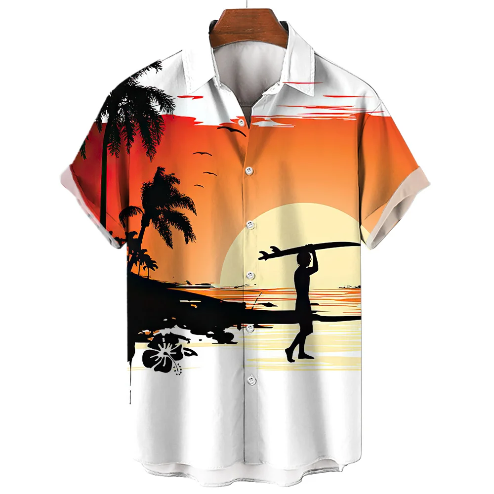 Top Trends: Hawaiian Surfing Shirt For Men 2023 New Men's Short Sleeve Shirts Fashion Beach Holiday Male Clothing Collar Button Top Blouse Shoppable Styles