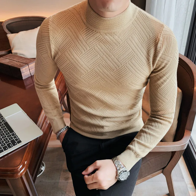 Top Trends: 2023 Brand Men Turtleneck Sweaters And Pullovers New Fashion Knitted Sweater Winter Men Pullover Homme Wool Casual Solid Clothes Shoppable Styles