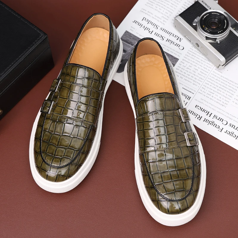 Top Trends: New Black Sneakers Men Vulcanize Shoes Yellow Crocodile Pattern Slip-On Size 38-46 Zapatos De Hombre Men Shoes Shoppable Styles