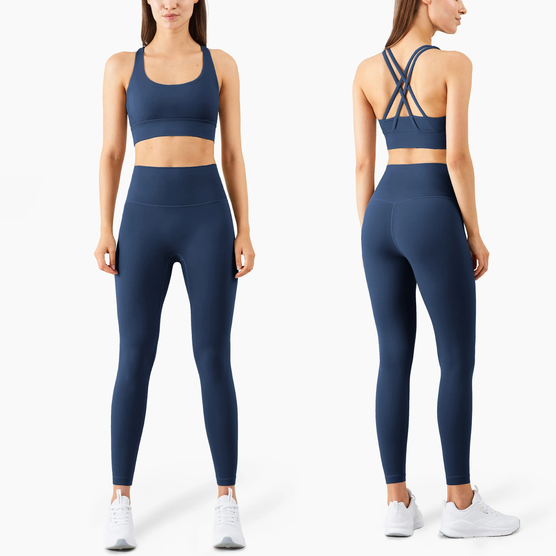 Top Trends: Vnazvnasi Yoga Set 2 Piece Workout Clothes For Women Cross Back Crop Top Sports Bra Fitness Top Gym Leggings Yoga Sportswear Shoppable Styles