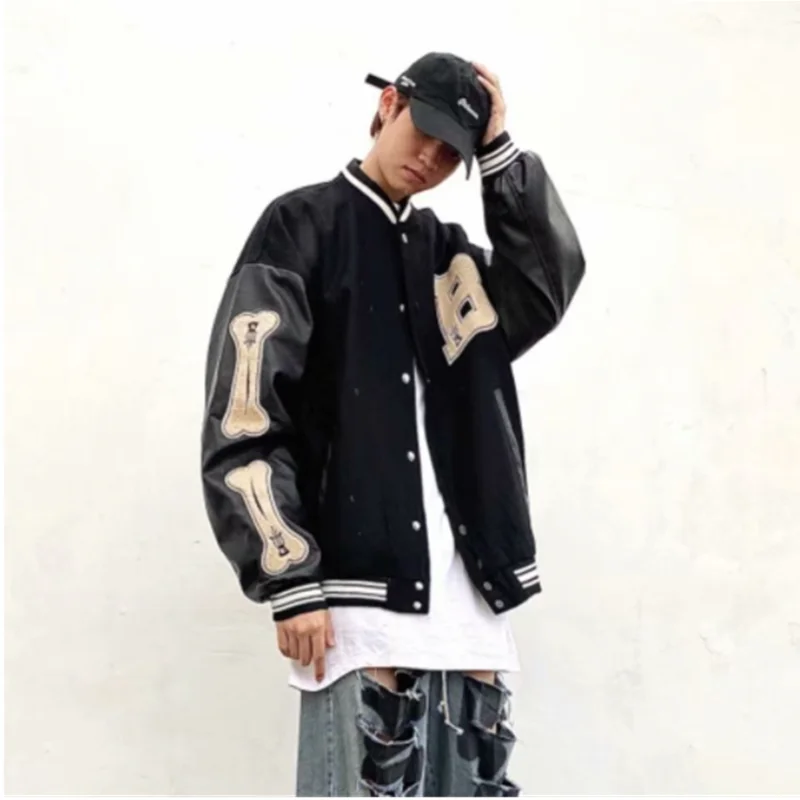 Top Trends: Men Baseball Jackets 2023 Spring New Long Sleeve Bomber Jacket Ins Hip Hop Youth Couples Jacket Men Loose Coat A0008 Shoppable Styles