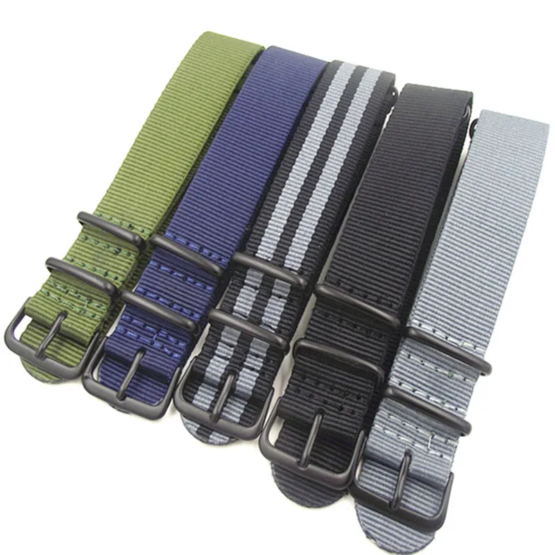 Top Trends: Black Buckle 1PCS High Quality 18MM 20MM 22MM Nylon Watch Band NATO Straps Waterproof Watch Strap Black Green Grey Blue New Shoppable Styles