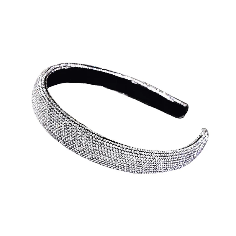 Top Trends: Shiny Full Rhinestone Headbands Sparkly Hair Hoop Crystal Beaded Hairbands Solid Color Head Hoop Non-slip Hair Accessories Shoppable Styles - Image 4