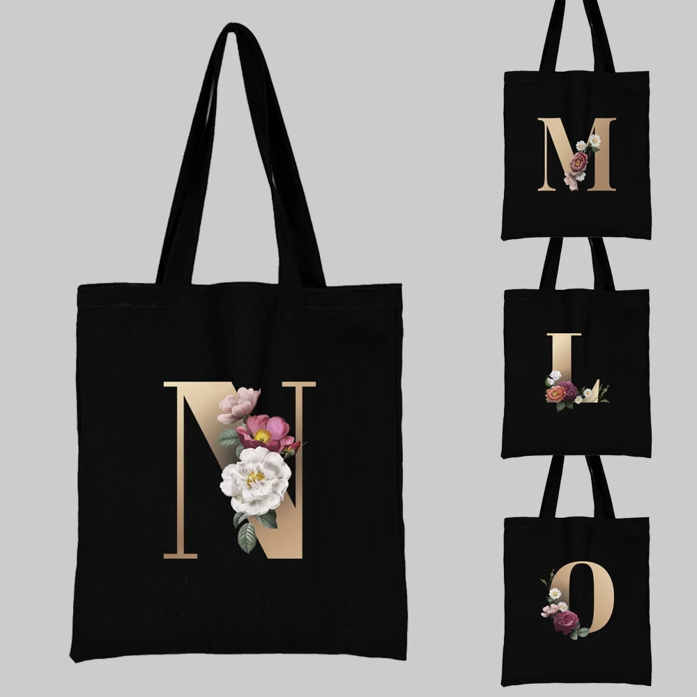 Top Trends: Flower Letter Printing Tote Bags For Women Reusable Shopping Bag Casual Eco Student Shopper Bag Bolsa Feminina Drop Shipping Shoppable Styles