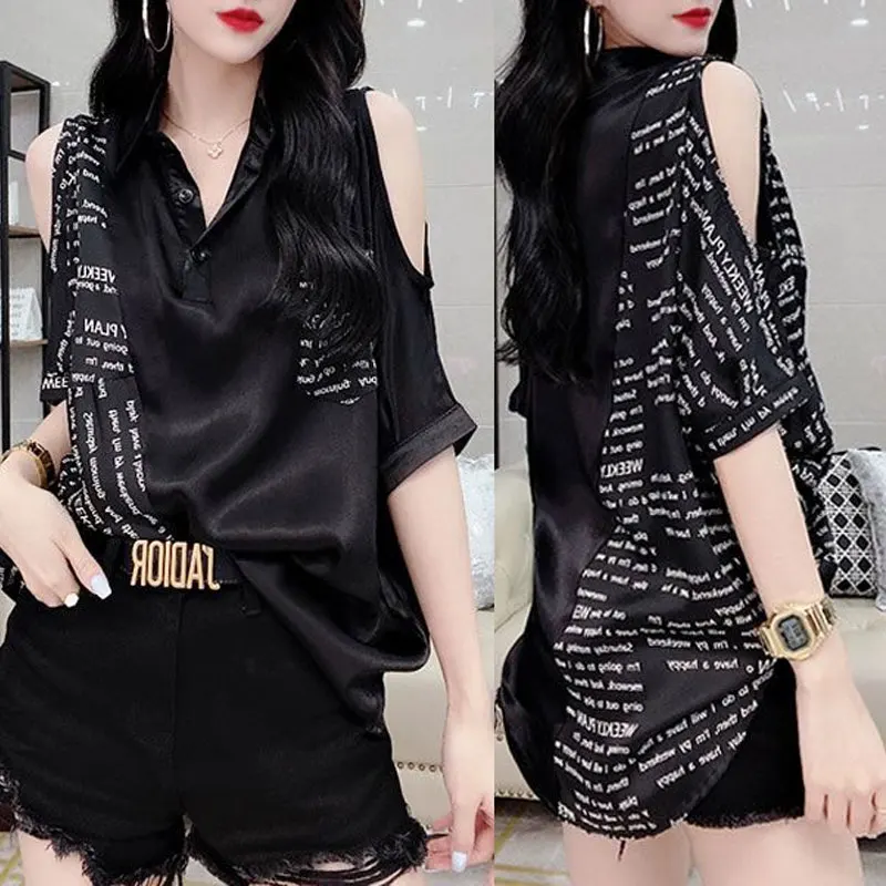 Top Trends: Casual Leopard Patchwork Shirt Streetwear Stylish Pockets Button Women&#039;s Elegant Off Shoulder Summer New Turn-down Collar Blouse Shoppable Styles