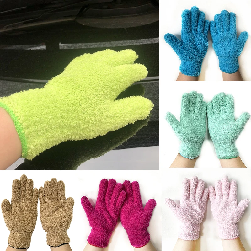 Top Trends: Coral Velvet Half Edge Velvet For Warmth Household Water Absorption And Dust Removal Knitted Gloves Universal For Men And Women Shoppable Styles