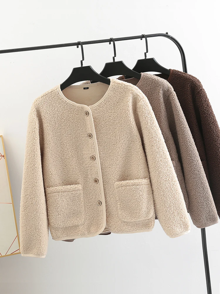 Top Trends: Spring Autumn Tendy Fur Casual Loose Jacket Faux Lamb Wool Coat Women's Warm Loose Short Fleece Thickened Cardigan Winter Shoppable Styles