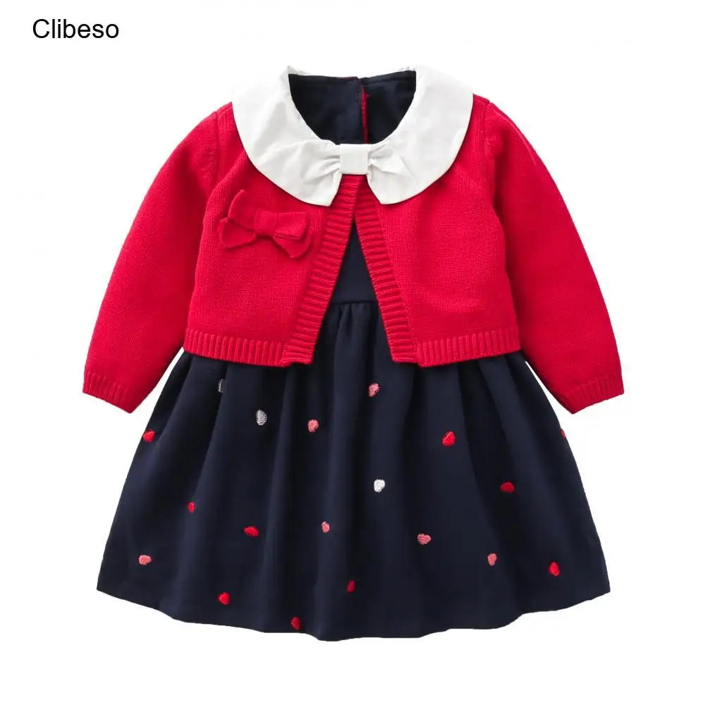 Top Trends: 2024 Clibeso Birthday Dress For Girls Kids Autumn Winter Knitted False Two-piece Dresses Children Embroidery Boutique Frocks Shoppable Styles