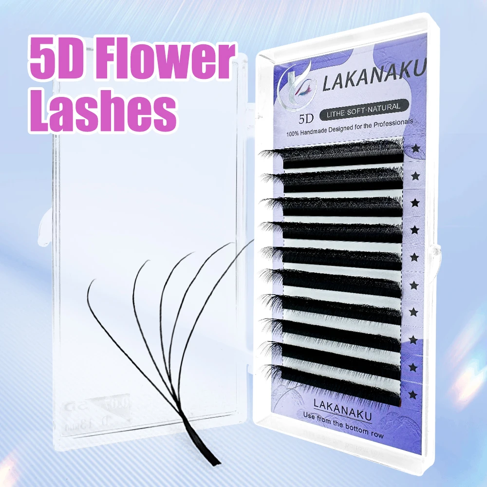 Top Trends: LAKANAKU Cilios 5D W-shaped Eyelash Extension Automatic Flowering W Lashes C / D Curl High Quality Individual Fake Eyelashes Shoppable Styles