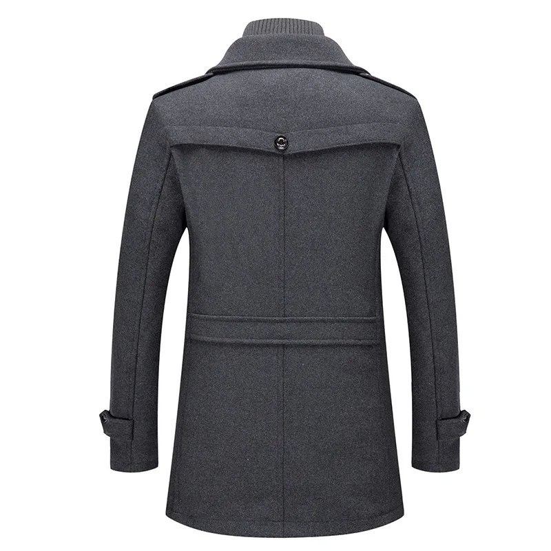 Top Trends: New Winter Mens Wool Blends Coats Solid Color Thick Warm Woolen Overcoat Double Neck Trench Coat Men Single Breasted Windbreaker Shoppable Styles - Image 2