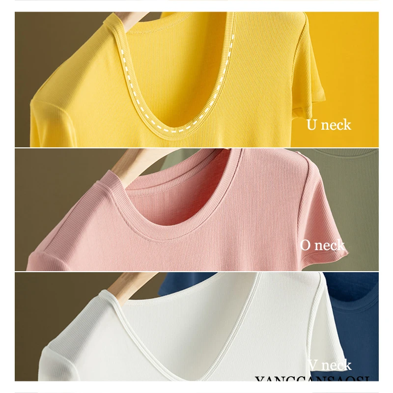 Top Trends: 2023 Women's Fashion Top Spring / Summer New Sexy Fit Silk Ice Breathable Solid Loose Short Sleeve T-shirt Clothes For Women Shoppable Styles - Image 4