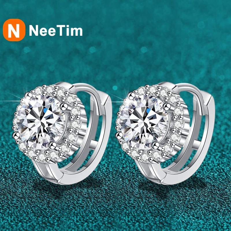 Top Trends: NeeTim 1ct 6.5mm Moissanite Earrings For Women S925 Sterling Silver With 18k Gold Plated Diamond Ear Studs Wedding Party Jewelry Shoppable Styles