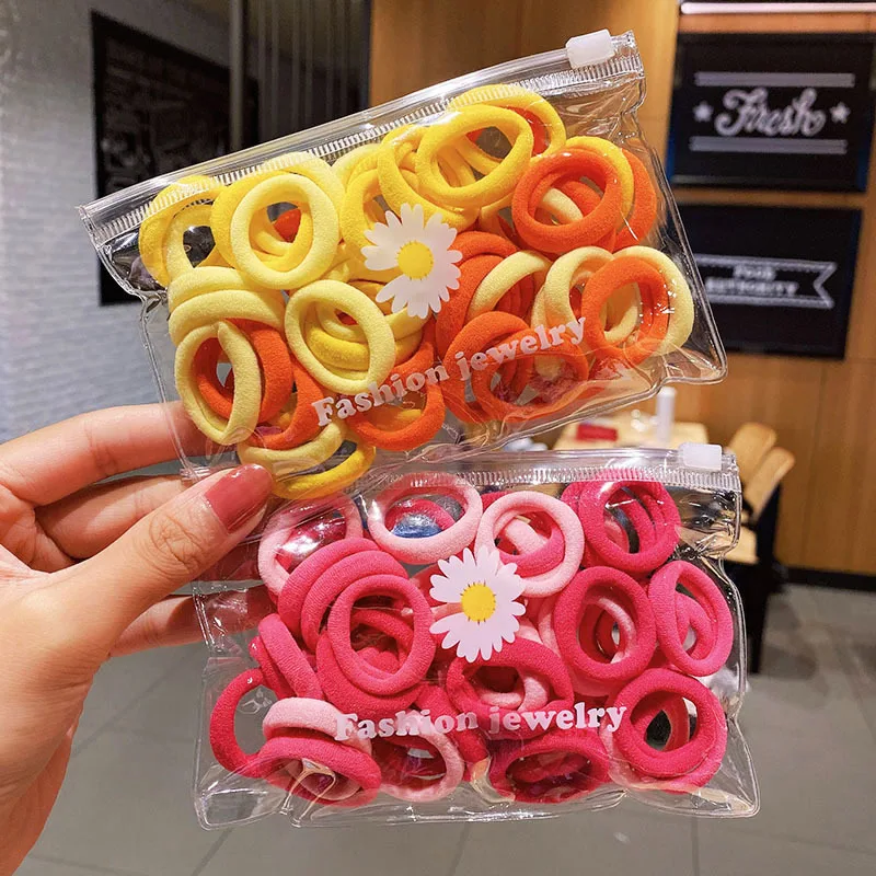 Top Trends: 50 / Set Women Girls 4CM 2CM Colorful Nylon Elastic Hair Bands Ponytail Holder Rubber Bands Scrunchie Headband Hair Accessories Shoppable Styles - Image 6