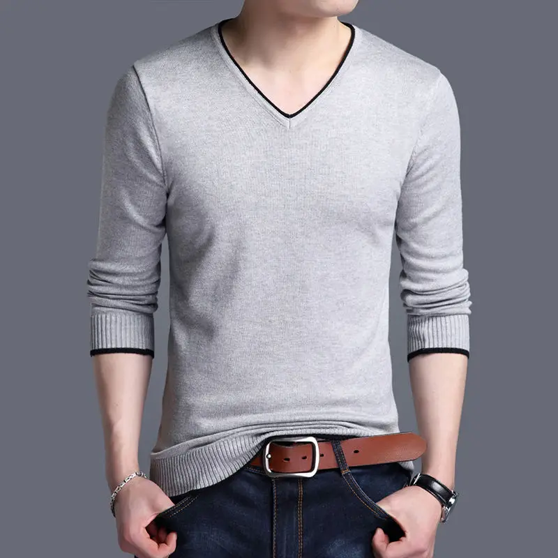 Top Trends: Stylish Solid Color V-Neck All-match Spliced Knitted Korean Sweater Men's Clothing 2022 Autumn New Casual Pullovers Warm Tops Shoppable Styles