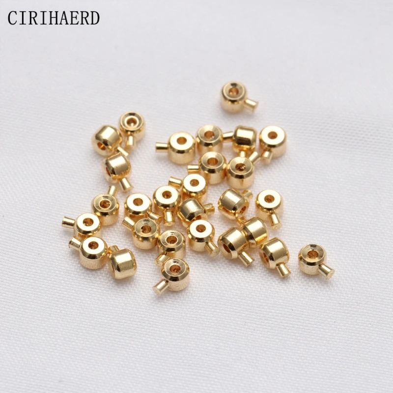 Top Trends: DIY Jewelry Accessories Positioning Clasp 14K Gold Plated Crimp Snap Button Bracelet End Clip Clasps Buckle For Jewelry Stopper Shoppable Styles - Image 3