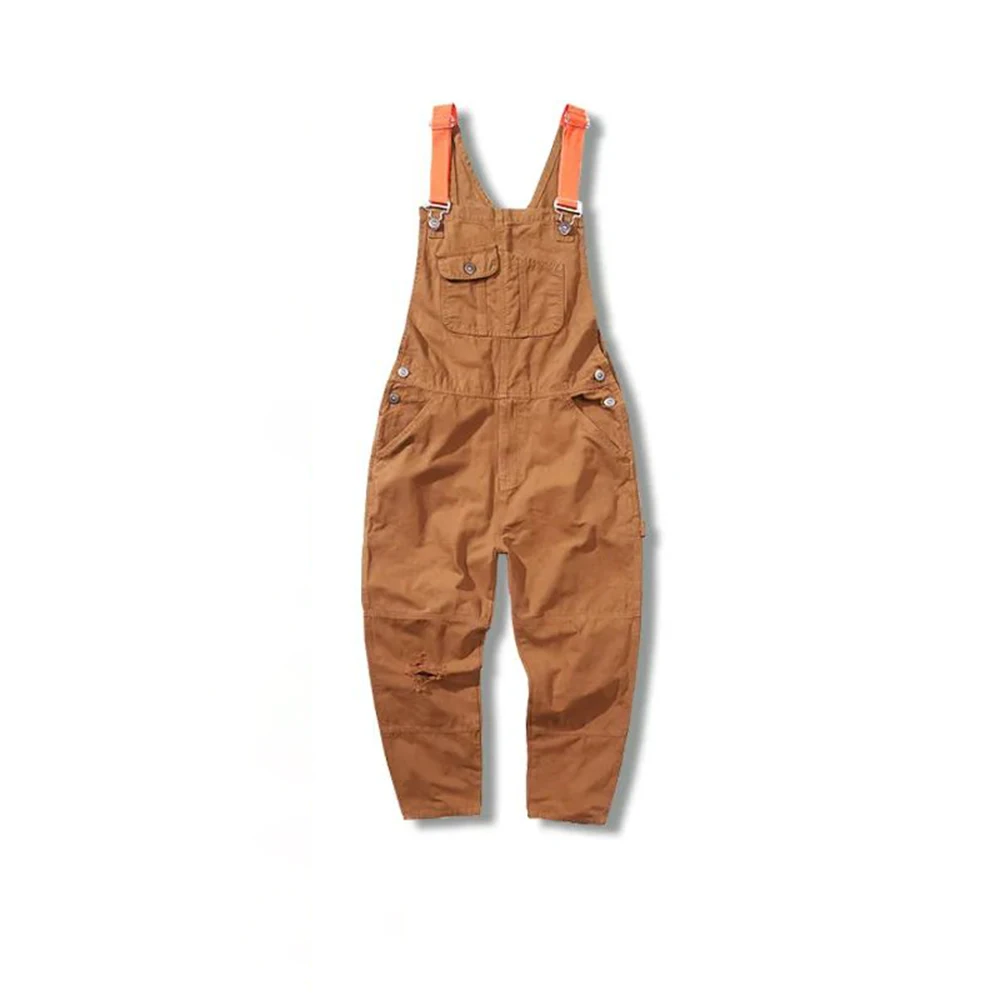 Top Trends: American Casual Ripped One-piece Overalls Men's Straight Overalls Overalls Loose Retro Amy Khaki Trendy All-match Jeans Shoppable Styles