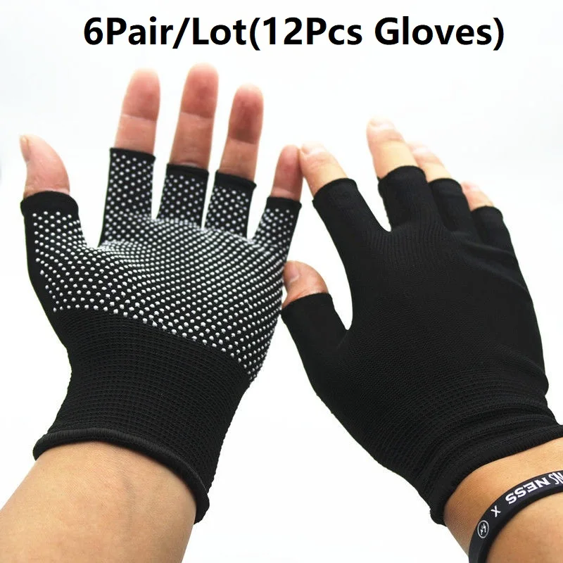 Top Trends: 6Pair / Lot Summer Car Driving Black Fingerless Gloves Gym Gloves Man Women Outdoor Sports Yoga Exercise Half Finger Gloves Shoppable Styles